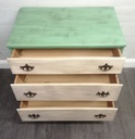 THREE DRAWER PAINTED CREAM AND GREEN CHEST