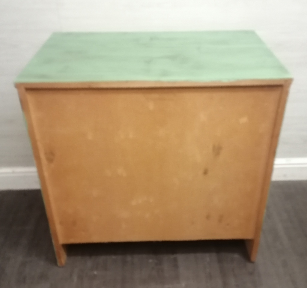 THREE DRAWER PAINTED CREAM AND GREEN CHEST
