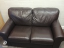Good quality two seater leather brown sofa