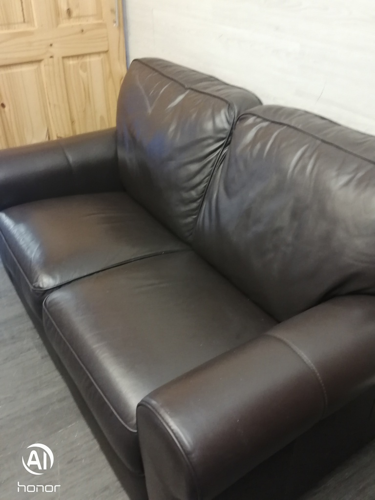 Good quality two seater leather brown sofa