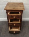 Three drawer rustic pine bedside chest