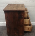 Three drawer rustic pine bedside chest