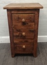 Three drawer rustic pine bedside chest