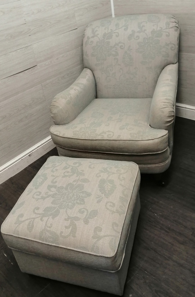 Lovely blue toned armchair and footstool from M &amp; S