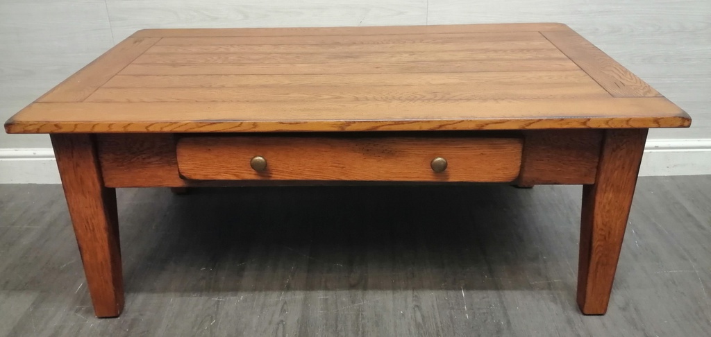 Rustic Pine Coffee Table with Drawer