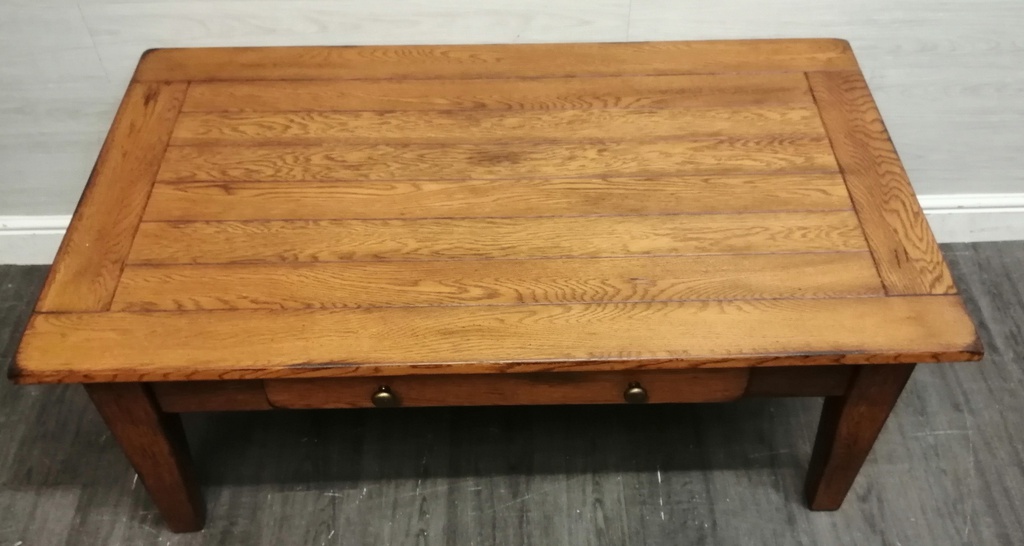 Rustic Pine Coffee Table with Drawer