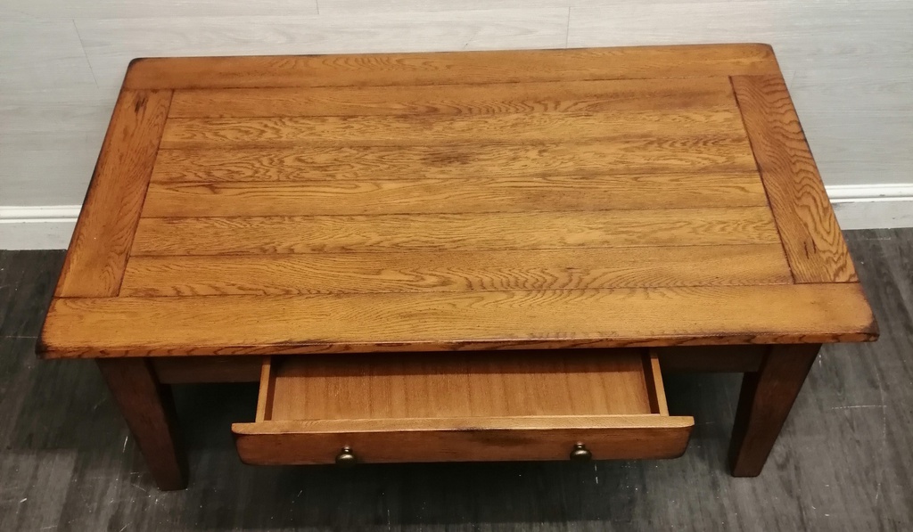 Rustic Pine Coffee Table with Drawer