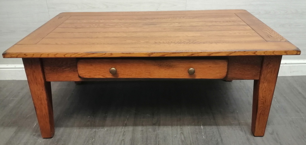 Rustic Pine Coffee Table with Drawer