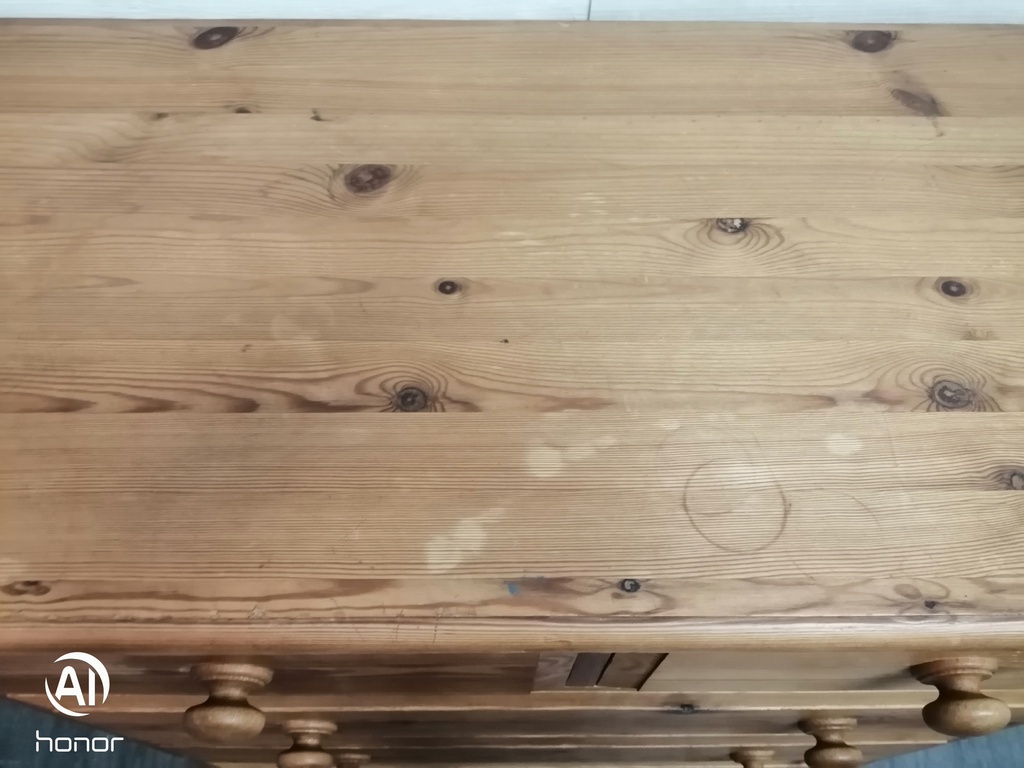 Solid pine five drawer chest