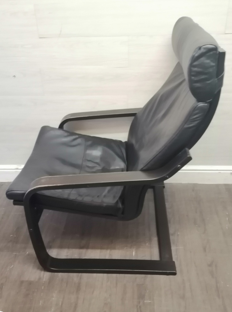 IKEA ‘POÄNG’ black leather armchair
