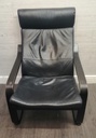 IKEA ‘POÄNG’ black leather armchair