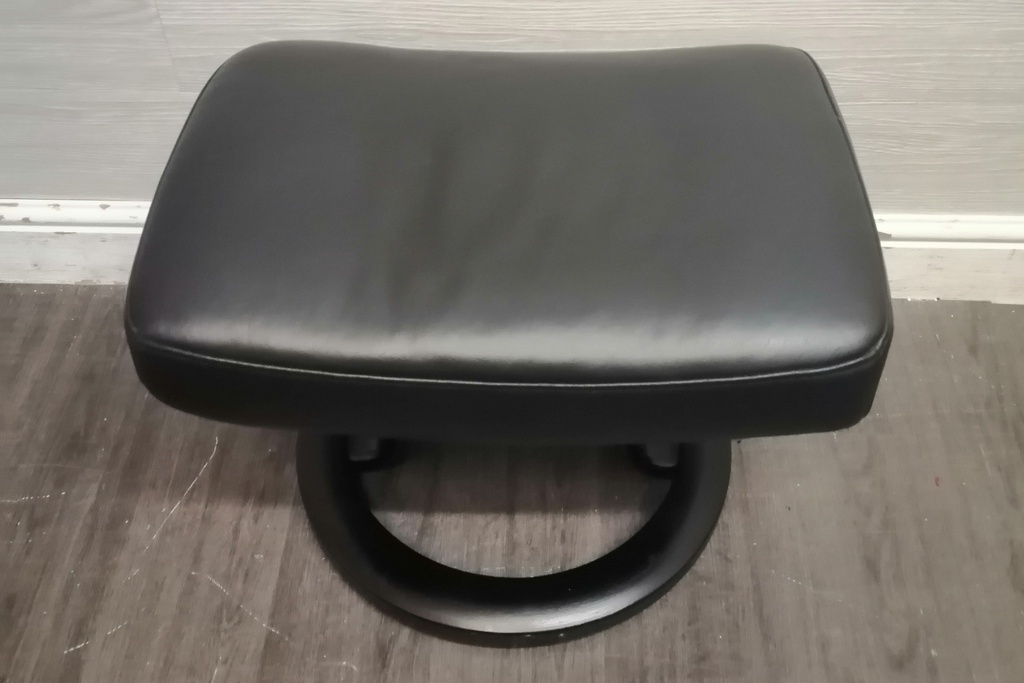 STRESSLESS Black Leather Footstool