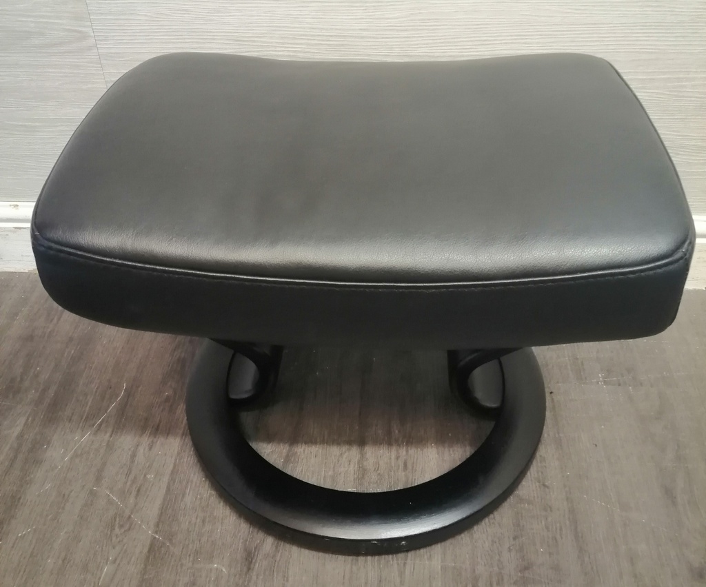 STRESSLESS Black Leather Footstool