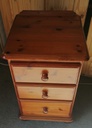Quality solid pine three drawer bedside chest