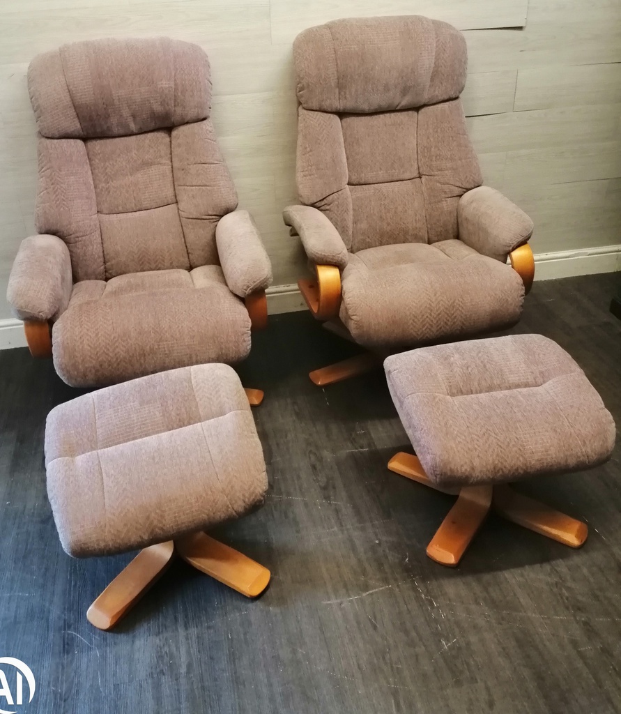 Swivel/Reliner Armchair And Stool Set