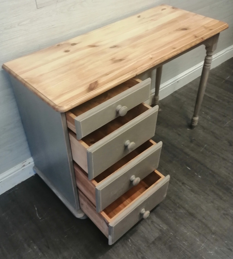 SOLID PINE FOUR DRAWER SHABBY CHIC DESK / DRESSING TABLE