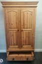 Solid double pine wardrobe with drawer