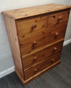 Large Solid Pine Five Drawer Chest
