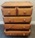 Large Solid Pine Five Drawer Chest