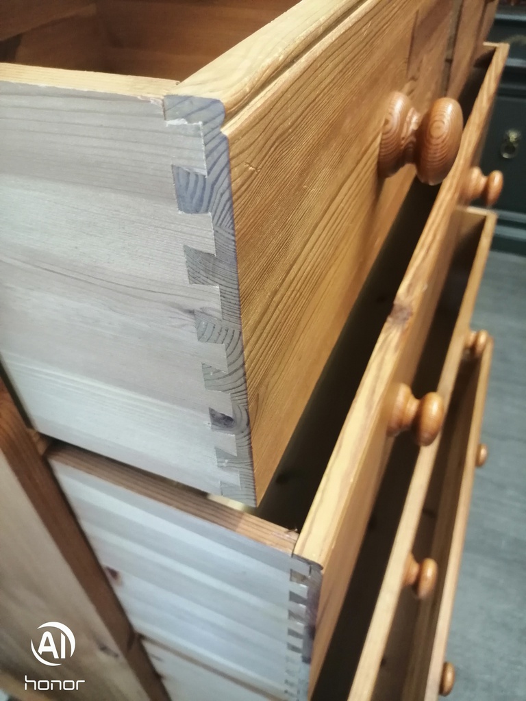 Large Solid Pine Five Drawer Chest