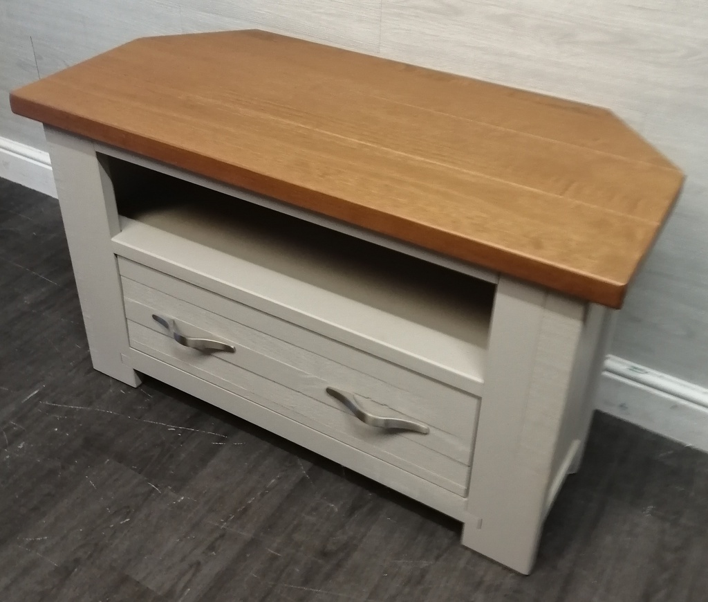 Rustic pine Painted Corner TV Unit