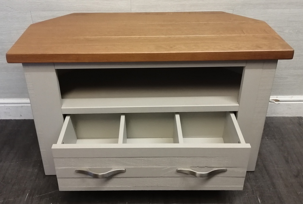 Rustic pine Painted Corner TV Unit