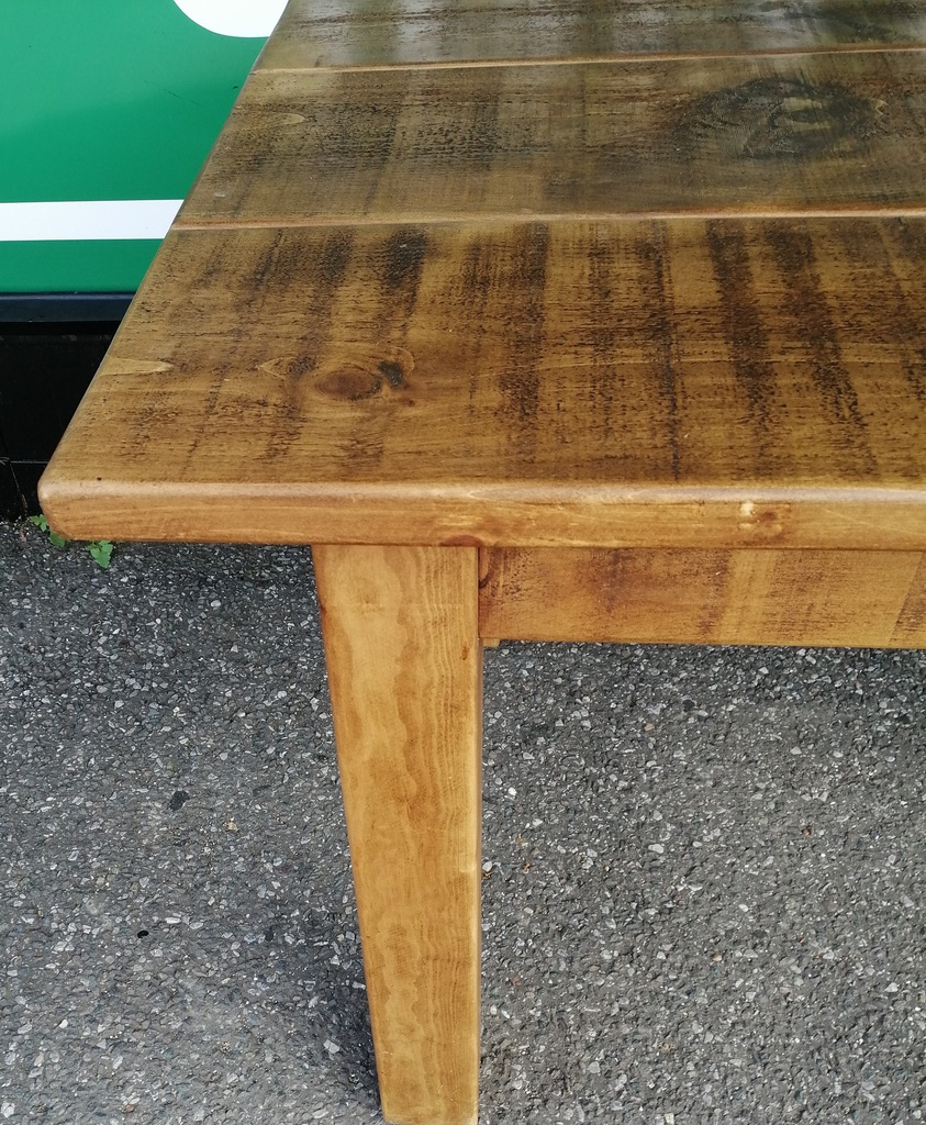 7ft QUALITY RUSTIC SOLID PINE PLANK TOP DINING TABLE