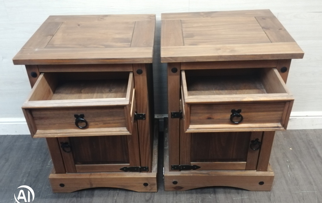 Pair of large mexican pine bedsides