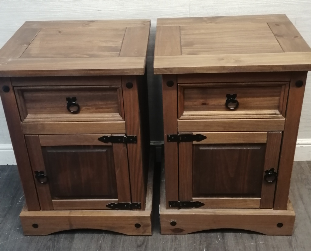 Pair of large mexican pine bedsides