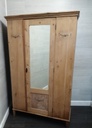 OLD PINE WARDROBE WITH MIRROR