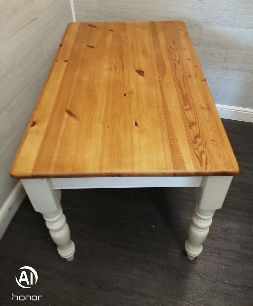 4ft Pine Dining Table With painted White Shabby Chic Legs