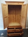 Solid pine double wardrobe with drawers