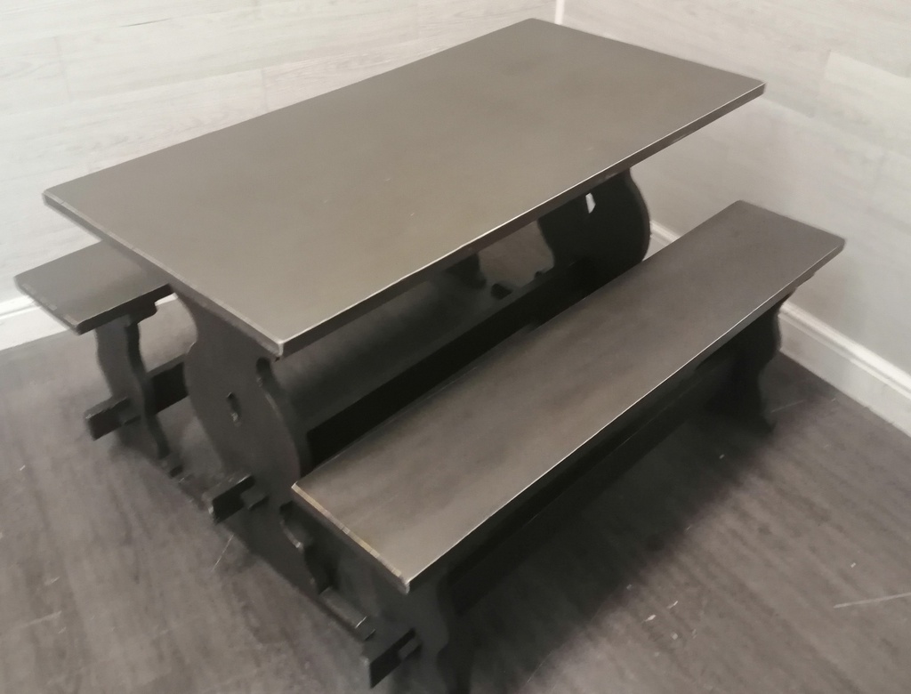 4ft ‘Graphite’ Pine Dining Table &amp; Bench Set