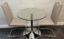 Modern neat round glass dining table &amp; 2 chairs