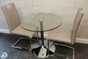 Modern neat round glass dining table &amp; 2 chairs