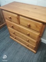 Solid pine five drawer chest
