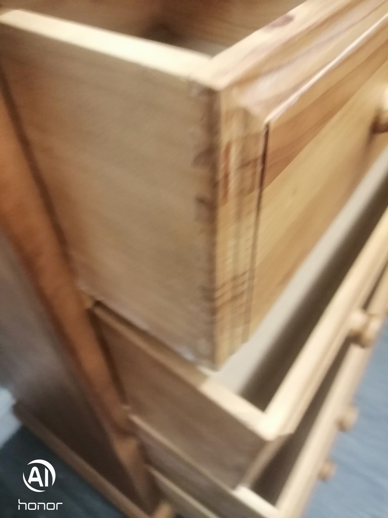 Solid pine five drawer chest