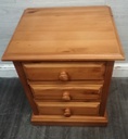 Quality solid pine three drawer bedside chest