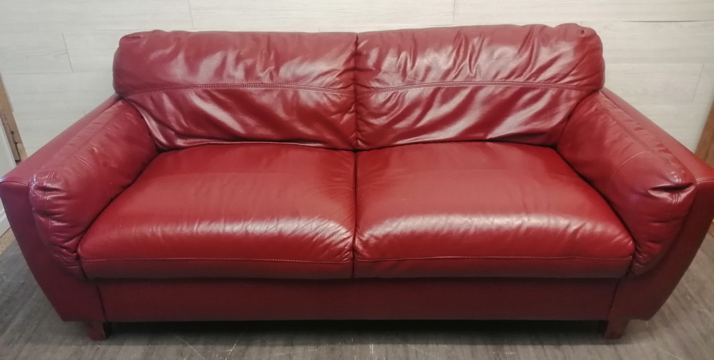 NEAT RED LEATHER SOFA