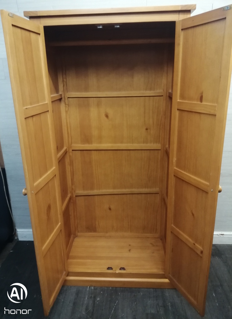 TWO DOOR DOUBLE PINE WARDROBE