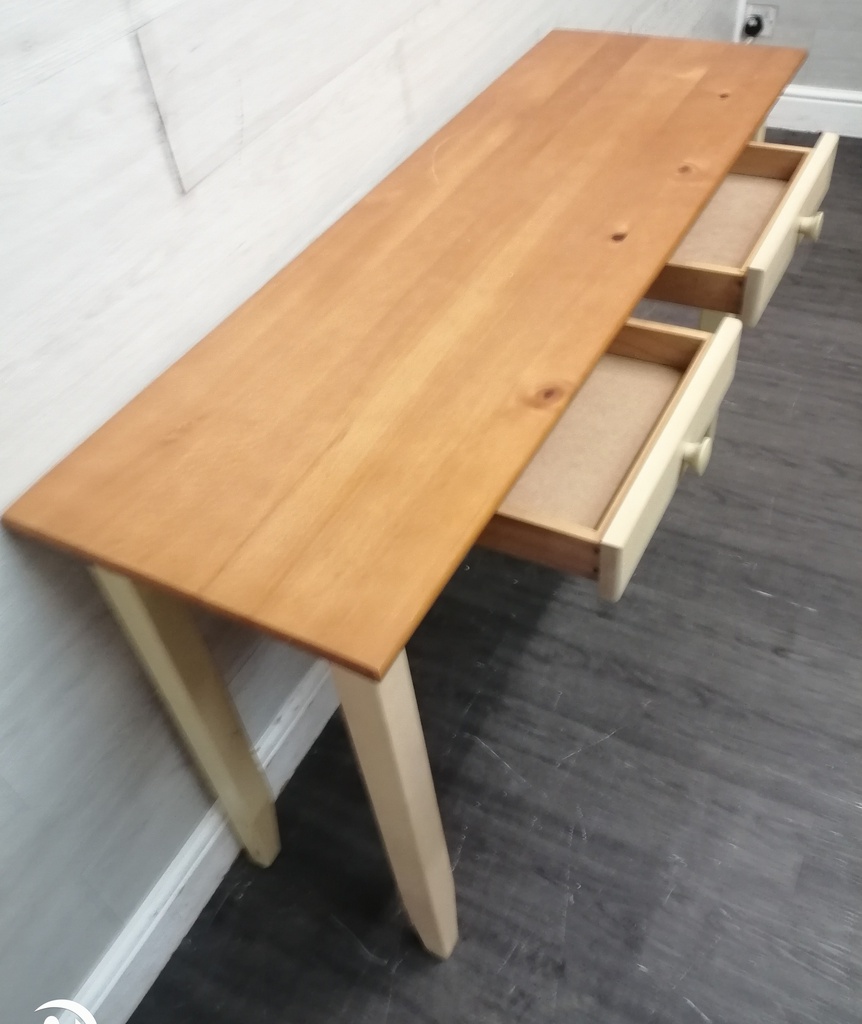 Shaker style pine 2 two drawer console table