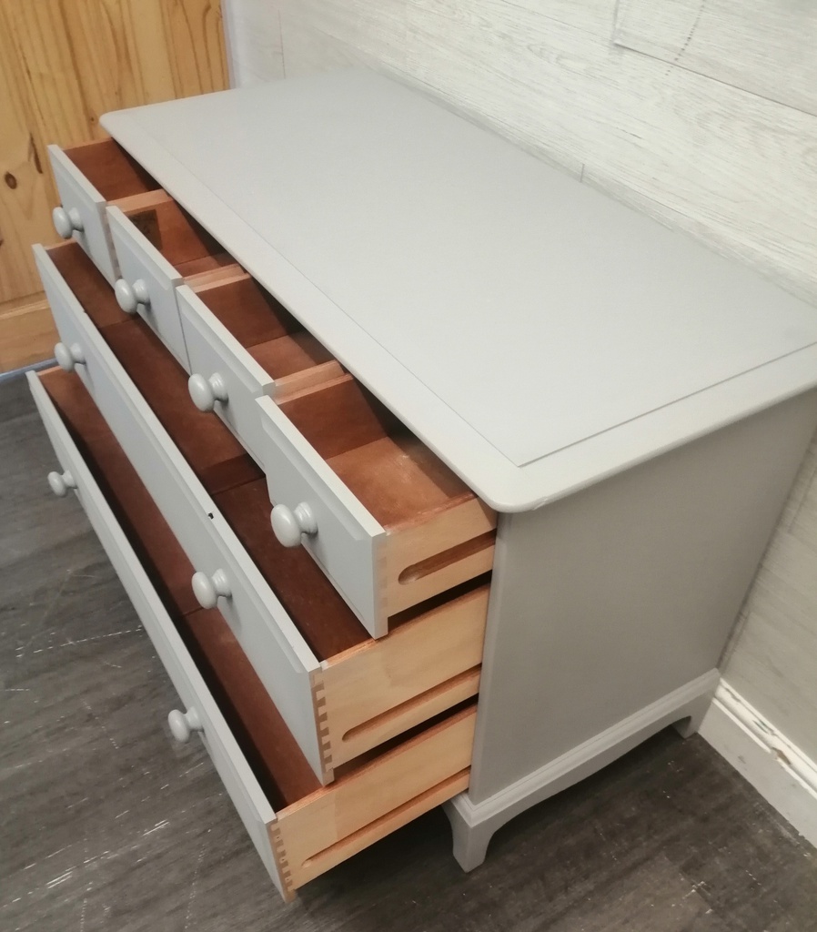 Painted Grey Six Drawer Stag Chest
