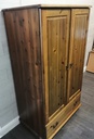 Low Pine Double Wardrobe With Drawer