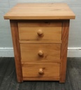 Quality solid pine three drawer bedside chest
