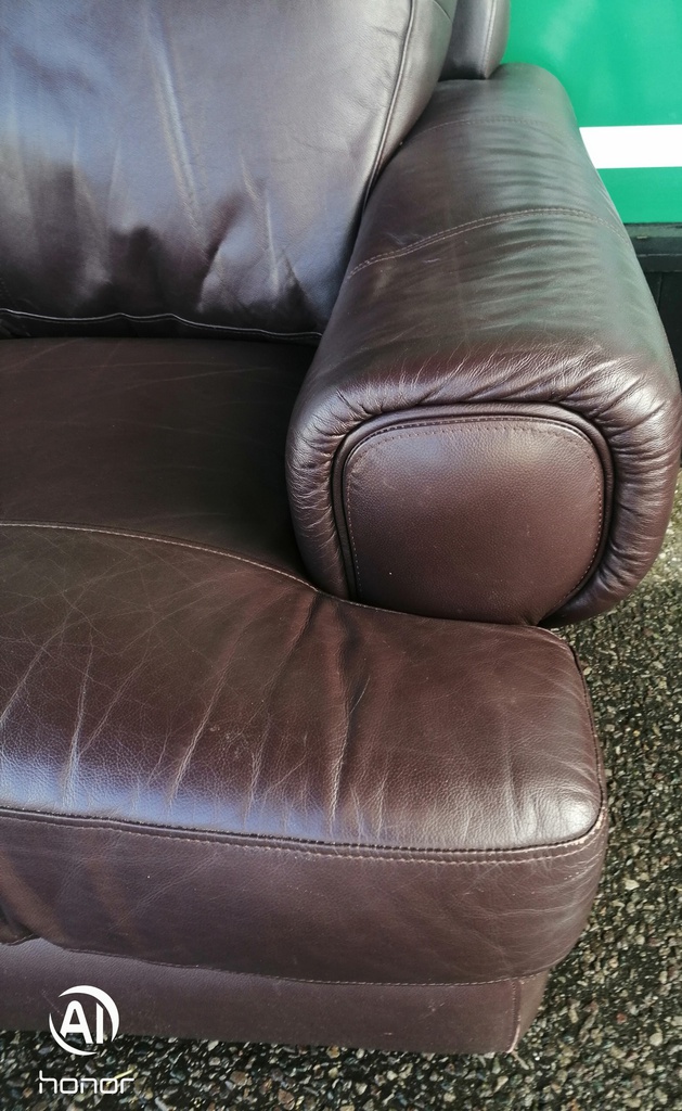 Brown leather large two seater sofa