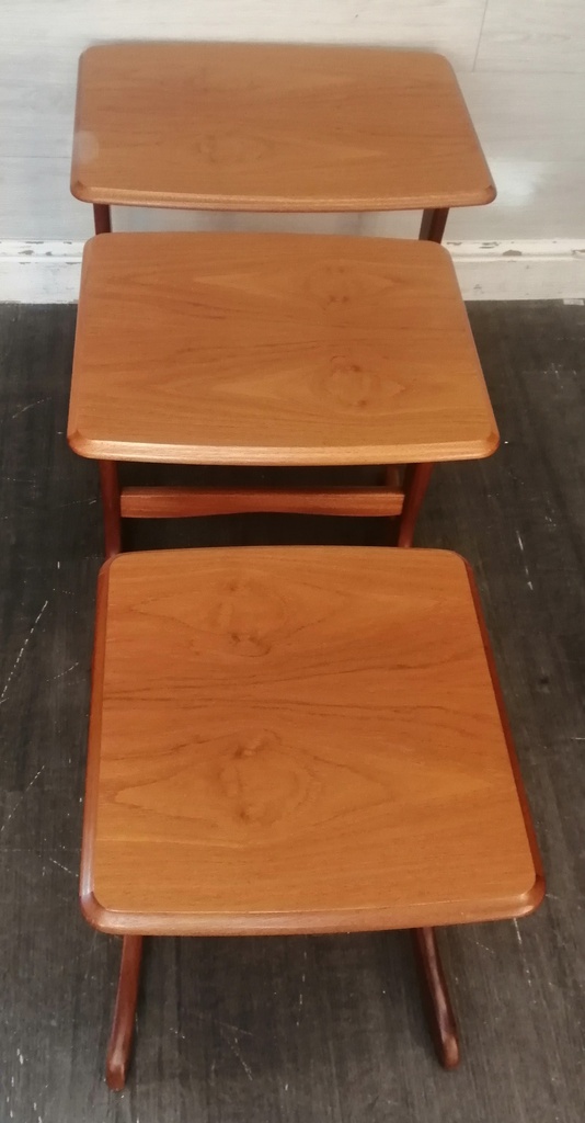 Retro Style Teak Nest of Three Tables