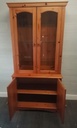 Glazed two door  pine dresser / cupboard