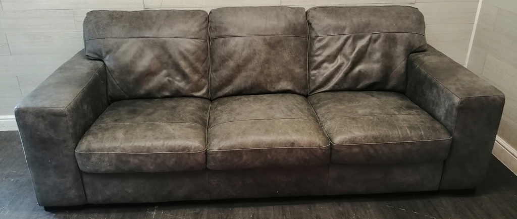 DFS Julius 4 Seater Grey Leather Sofa