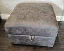DFS JULIUS DISTRESSED GREY LEATHER STORAGE FOOTSTOOL