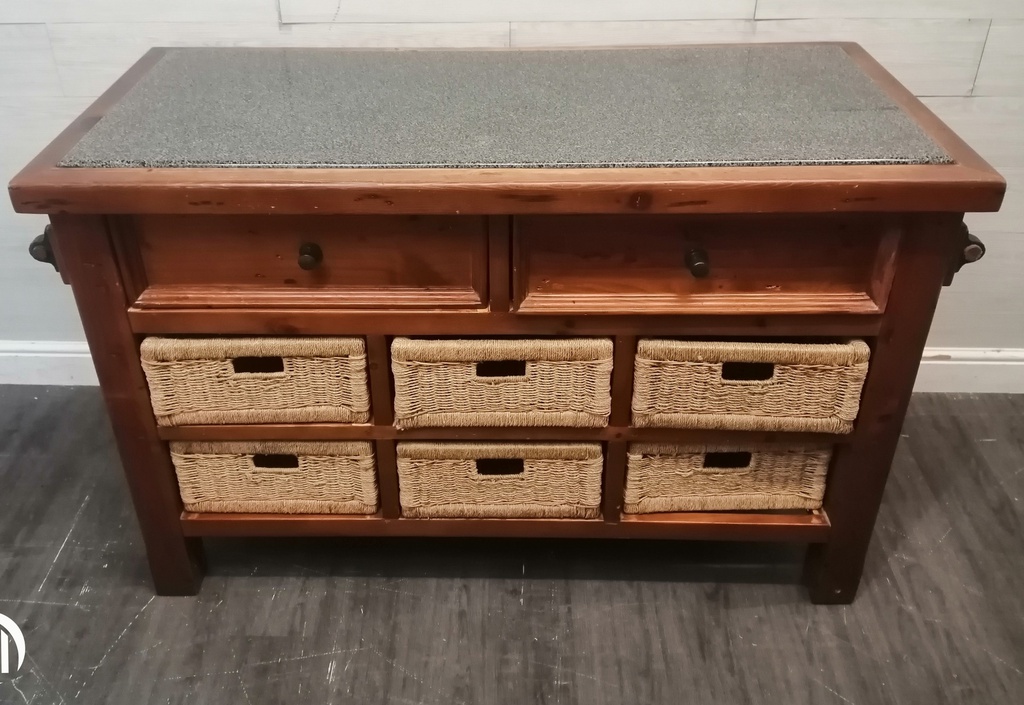 Quality Mexican Pine Kitchen Island with GraniteTop